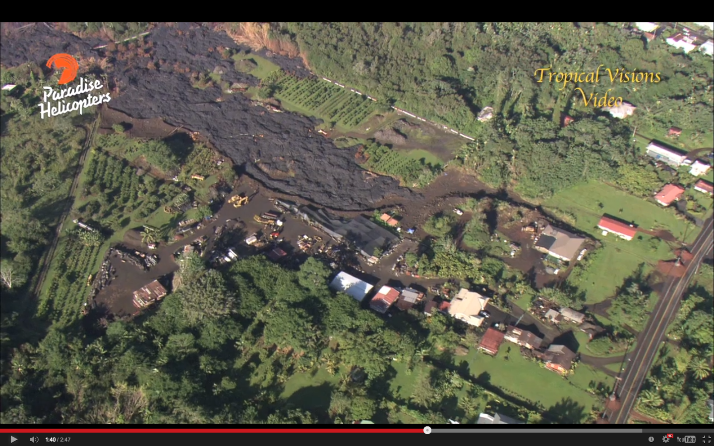 Stalled Pahoa lava flow at Alfred Lee's house in town