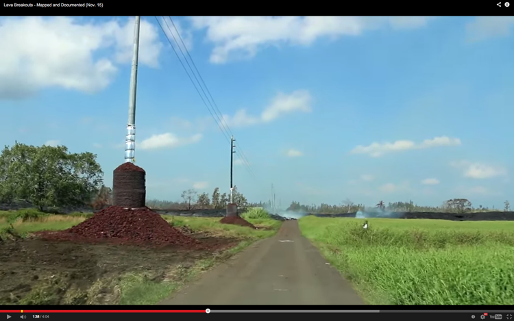 Approaching the Pahoa lava flow along Cemetery Road